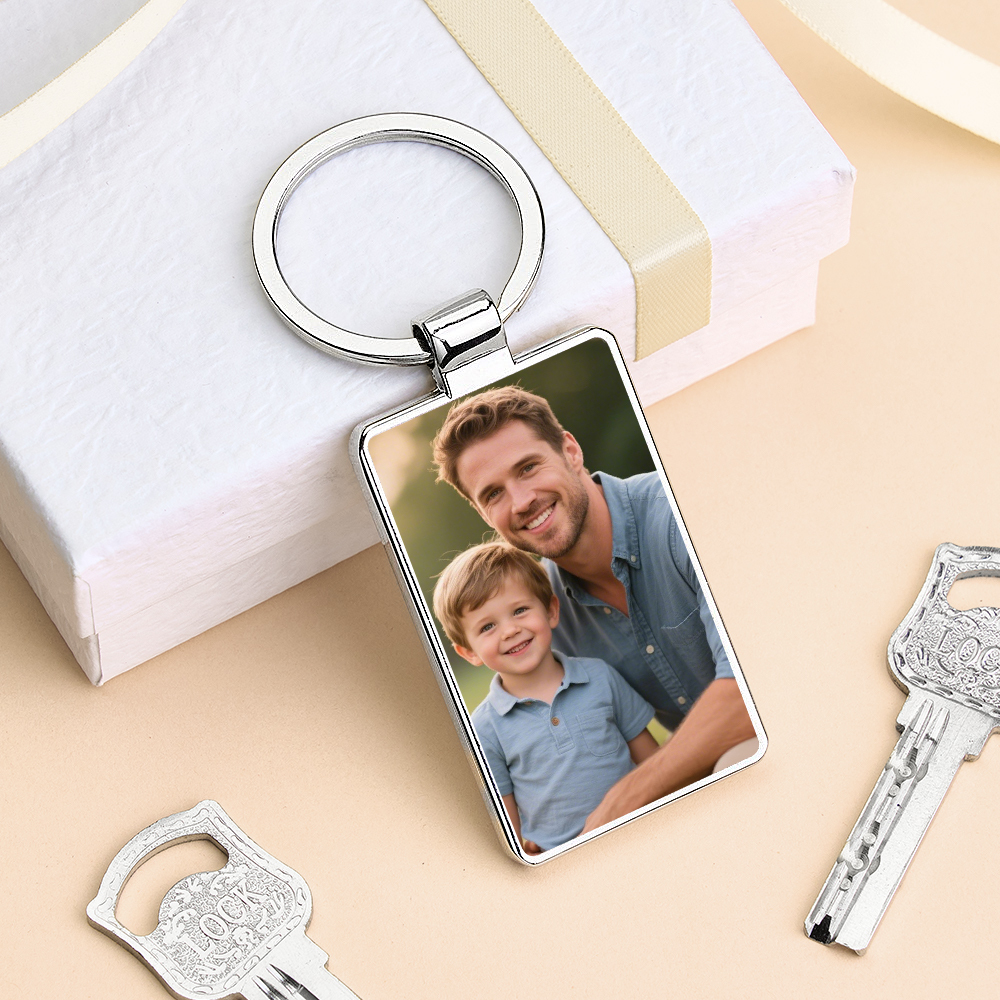 Personalised Dad Photo Keyring, Father's Day Gift for Dad Grandad, Photo Keychain, Gift for Daddy, Gift From Children, New Baby Gift - PhotoMoonLamp