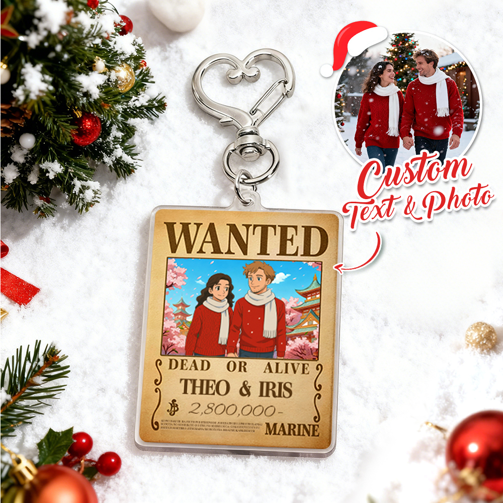 Custom Anime Bounty Couple Keychain Personalized Anime Style Wanted Keychain Unique Captains' Couple Gift