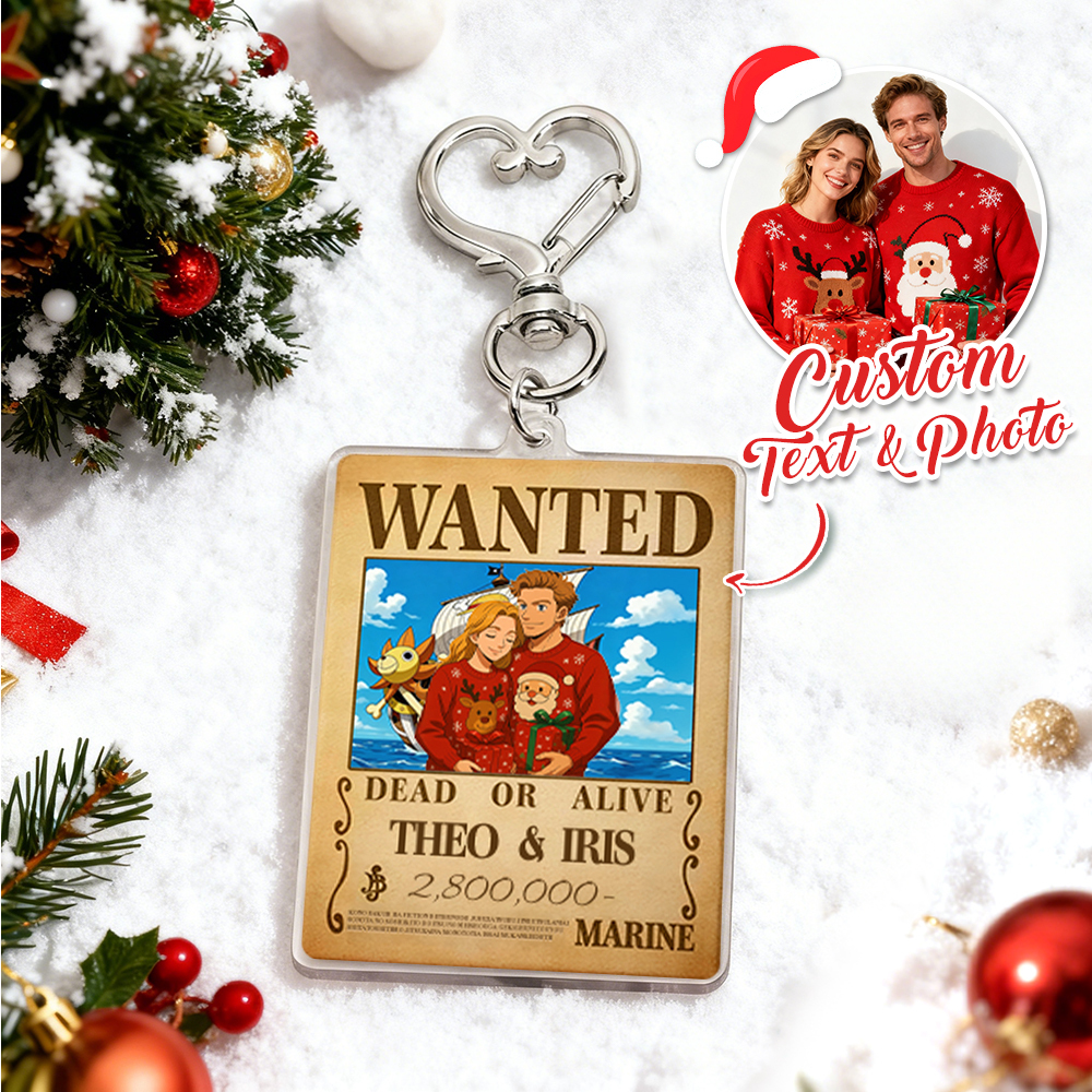 Custom Anime Bounty Couple Keychain Personalized Anime Style Wanted Keychain Unique Captains' Couple Gift