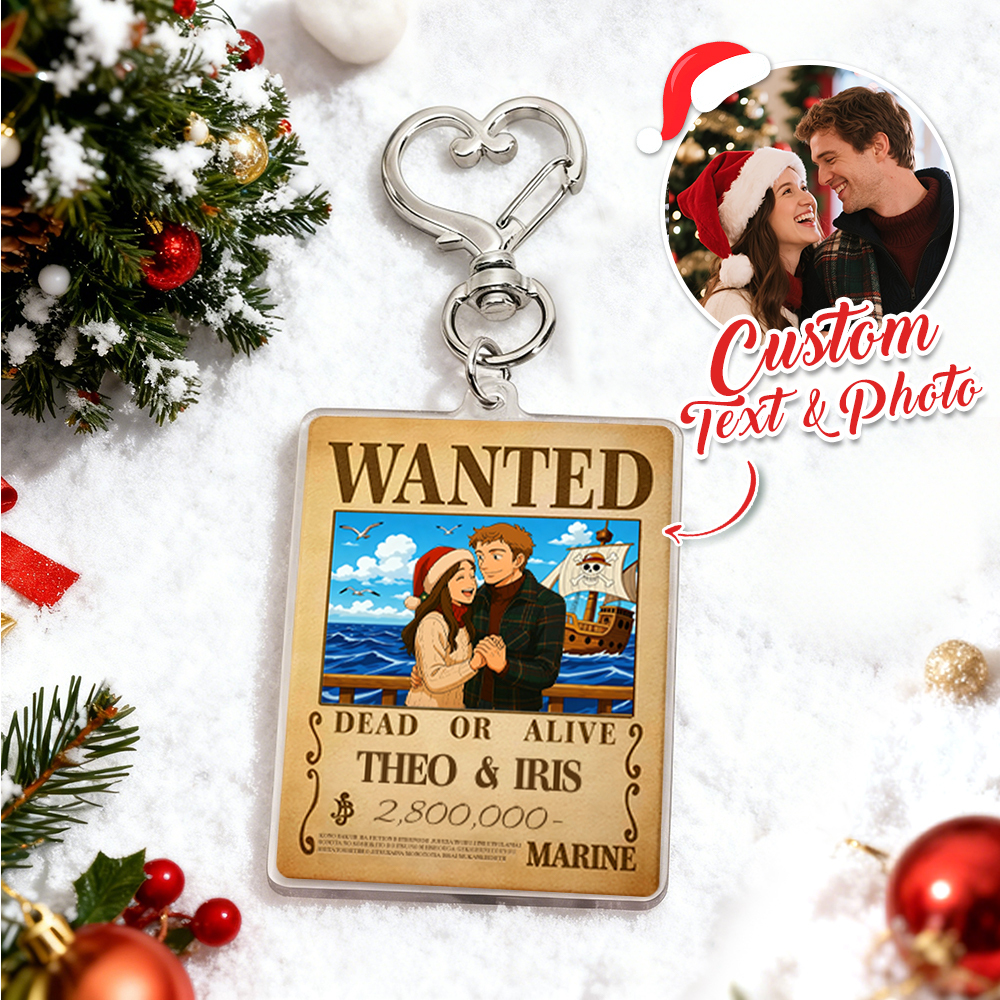 Custom Anime Bounty Couple Keychain Personalized Anime Style Wanted Keychain Unique Captains' Couple Gift