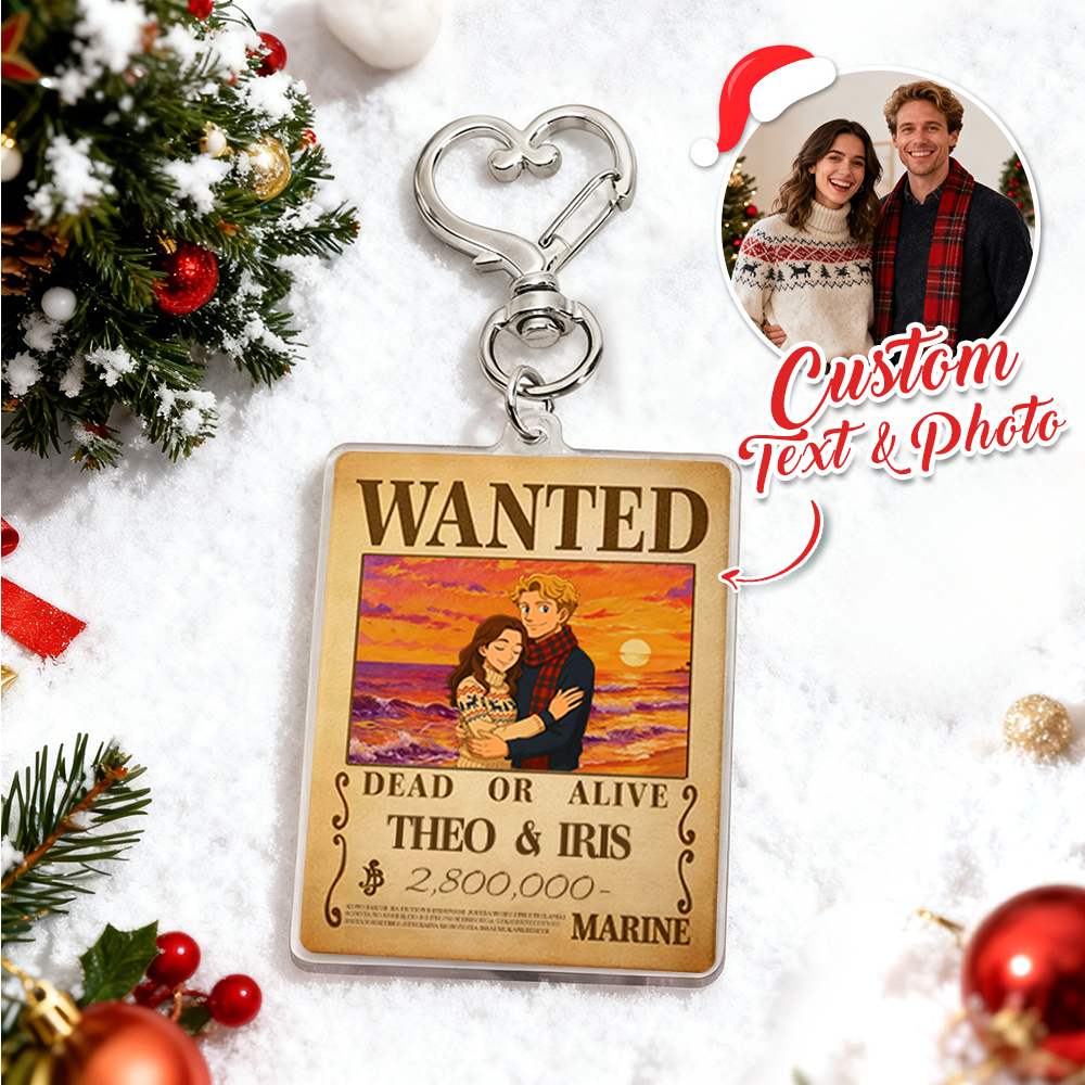 Custom Anime Bounty Couple Keychain Personalized Anime Style Wanted Keychain Unique Captains' Couple Gift