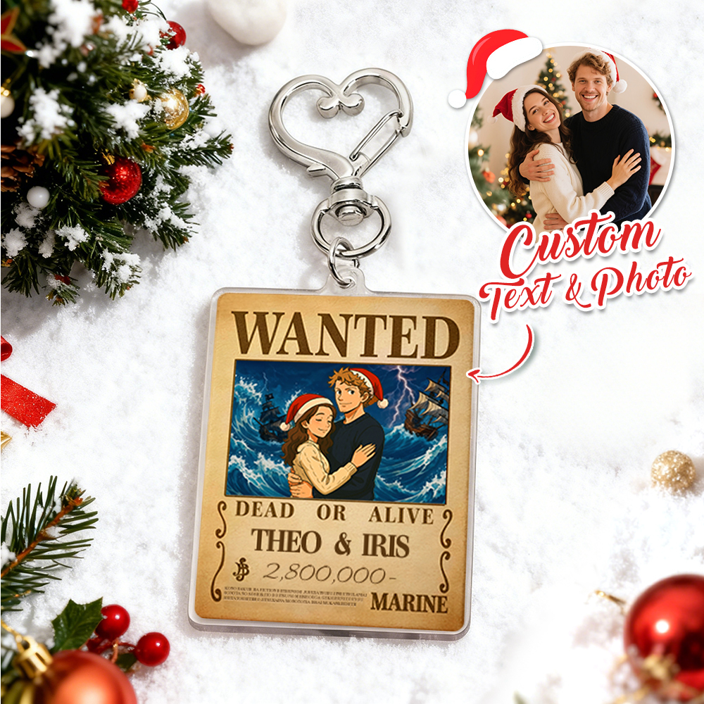 Custom Anime Bounty Couple Keychain Personalized Anime Style Wanted Keychain Unique Captains' Couple Gift