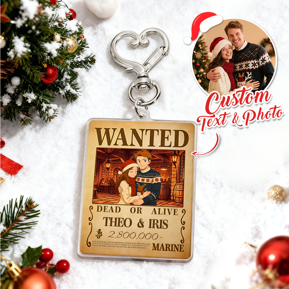 Custom Anime Bounty Couple Keychain Personalized Anime Style Wanted Keychain Unique Captains' Couple Gift