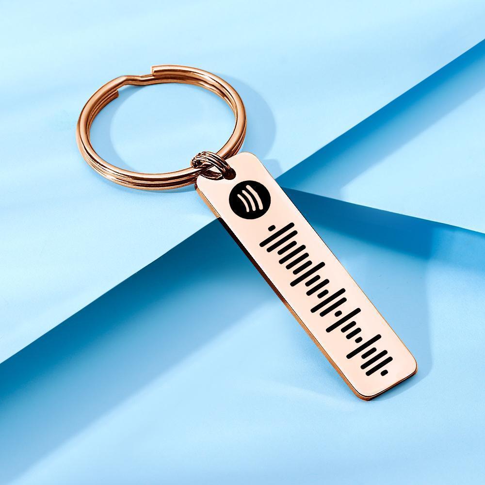 Scannable Music Spotify Code Keychain Custom Music Song Keychain Stainless Steel Rose Gold