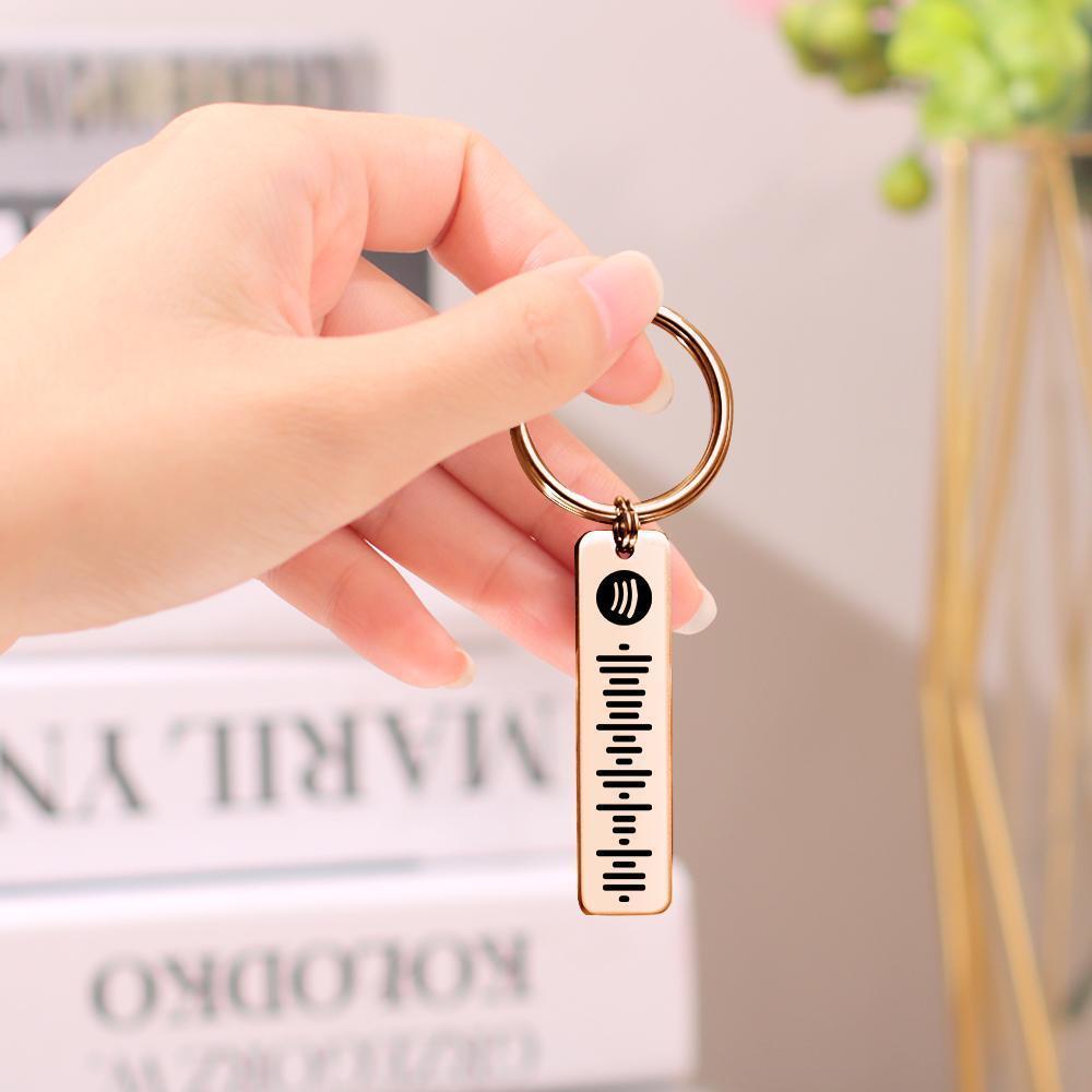 Scannable Music Spotify Code Keychain Custom Music Song Keychain Stainless Steel Rose Gold