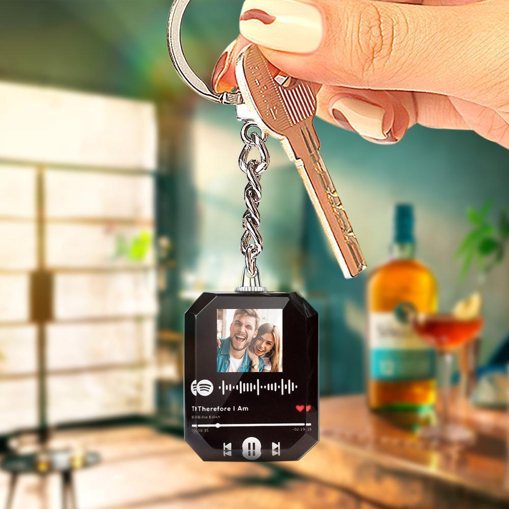 Spotify Keychain Custom Photo Music Song Code Crystal Keyring
