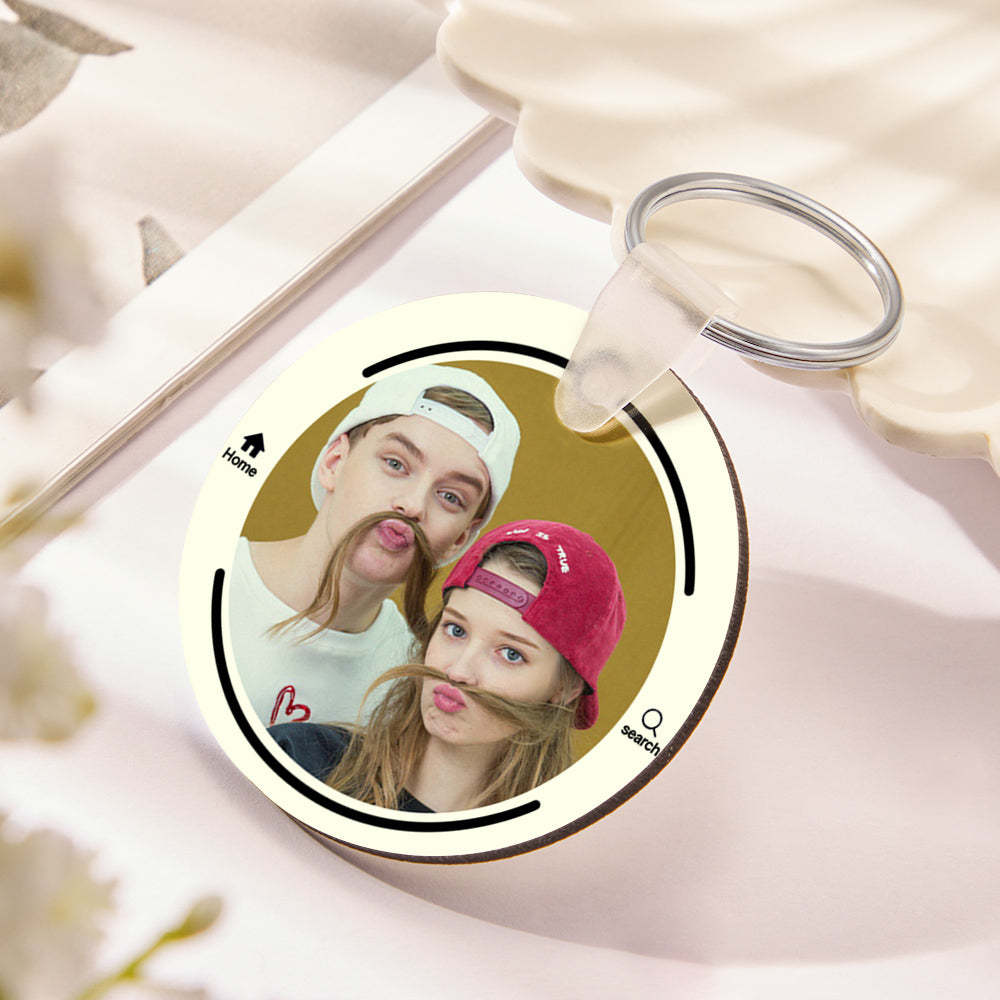 Custom Photo Scannable Spotify Code Keychain Round Music Song Keychain Anniversary Gifts - photomoonlamp