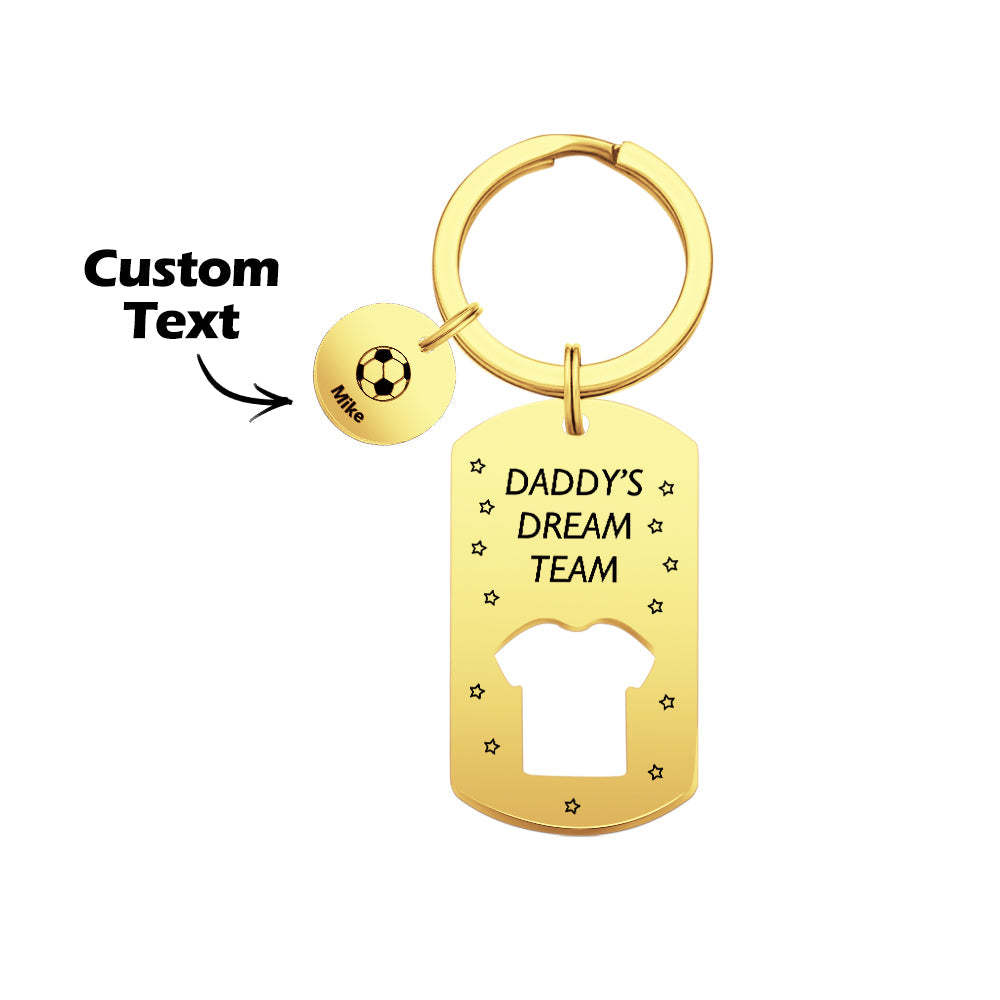 Personalized Engraved Football Daddy' Dream Team Keychain with Children's Names Key Ring Father's Day Gifts - photomoonlamp