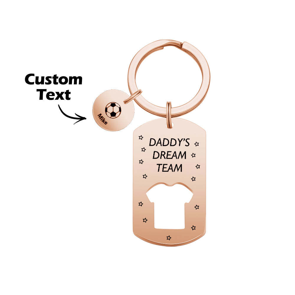 Personalized Engraved Football Daddy' Dream Team Keychain with Children's Names Key Ring Father's Day Gifts - photomoonlamp