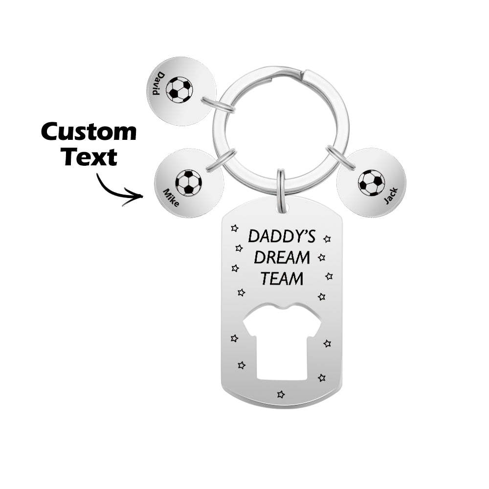 Personalized Engraved Football Daddy' Dream Team Keychain with Children's Names Key Ring Father's Day Gifts - photomoonlamp