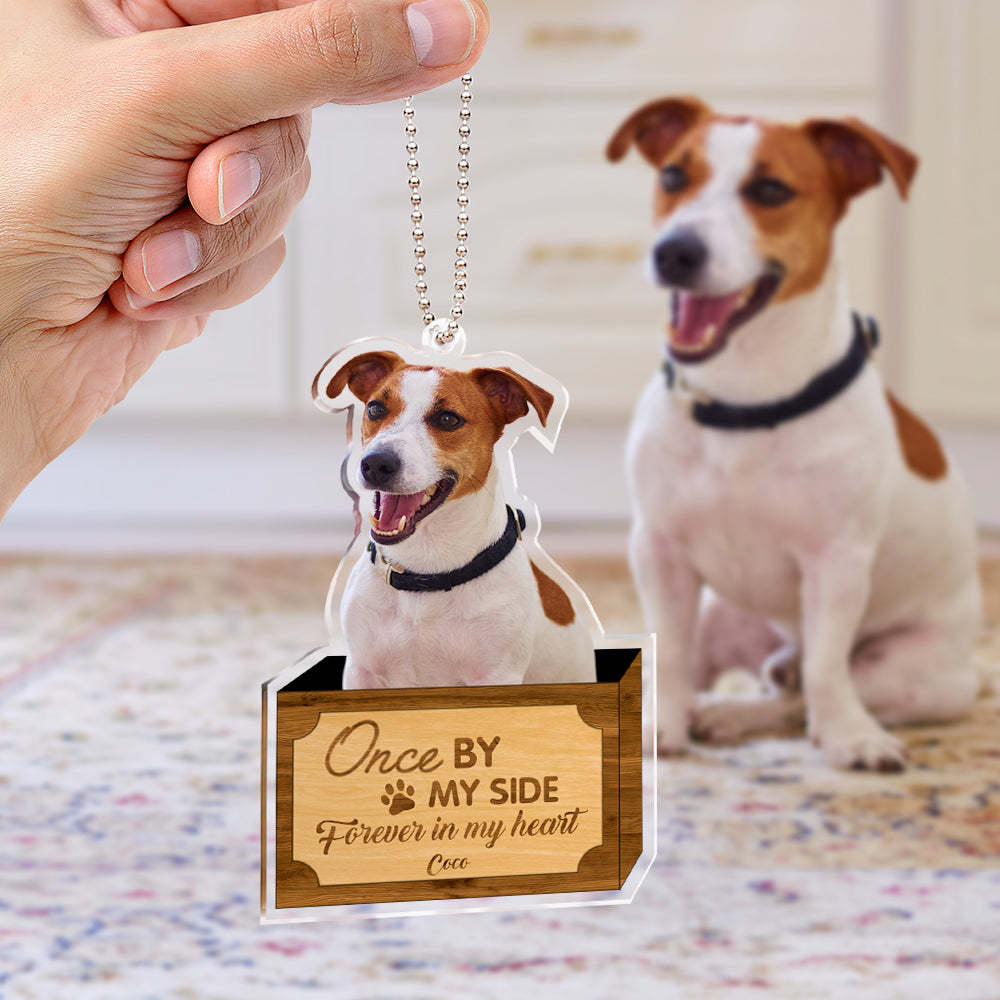 Personalized Dog Memorial Ornament Once By My Side Forever In My Heart Customize Your Pet's Photo - photomoonlamp