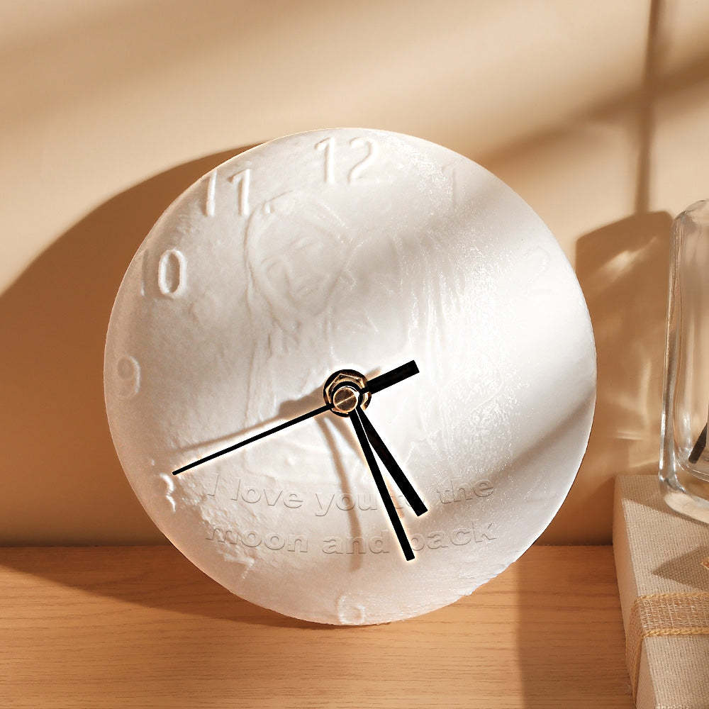 Custom Photo Engraved Moon Night Light Clock Creative Home Couple Gifts - photomoonlamp