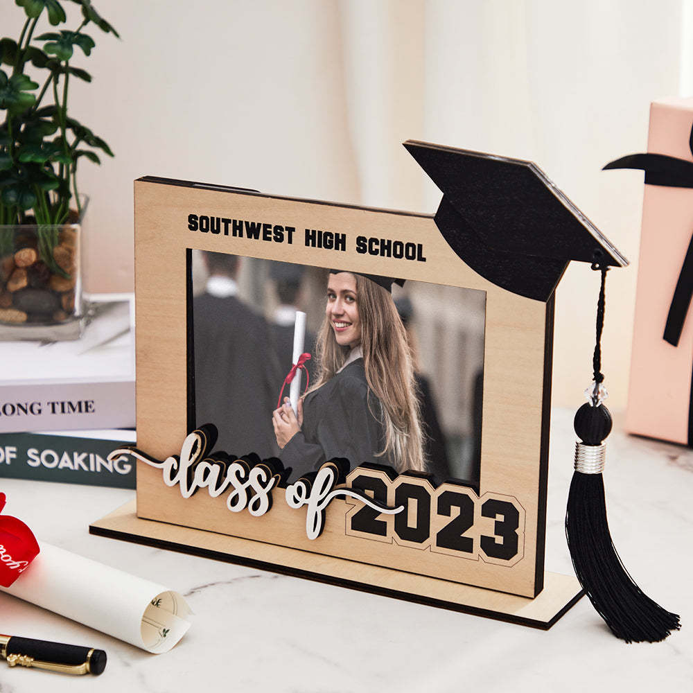 Custom Graduate Photo Frame Personalized Class School Wooden Frame Graduation Gift - photomoonlamp