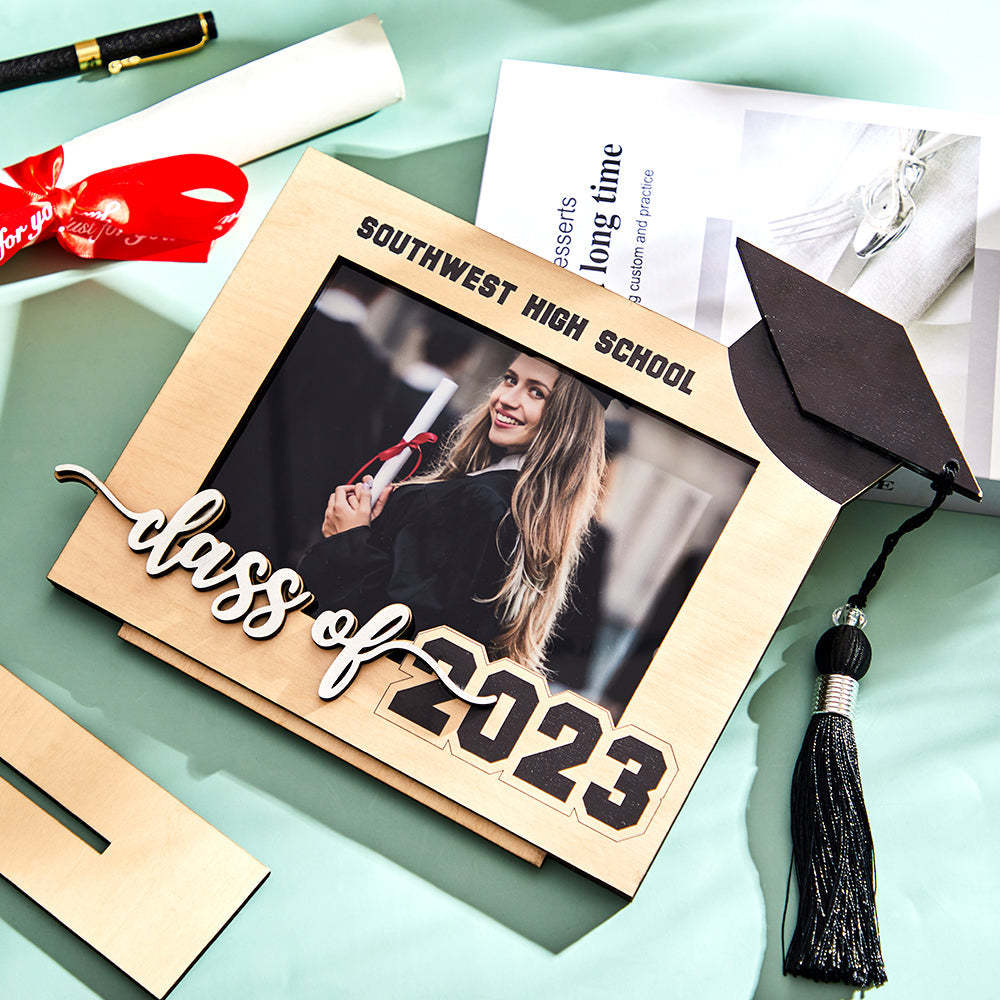 Custom Graduate Photo Frame Personalized Class School Wooden Frame Graduation Gift - photomoonlamp