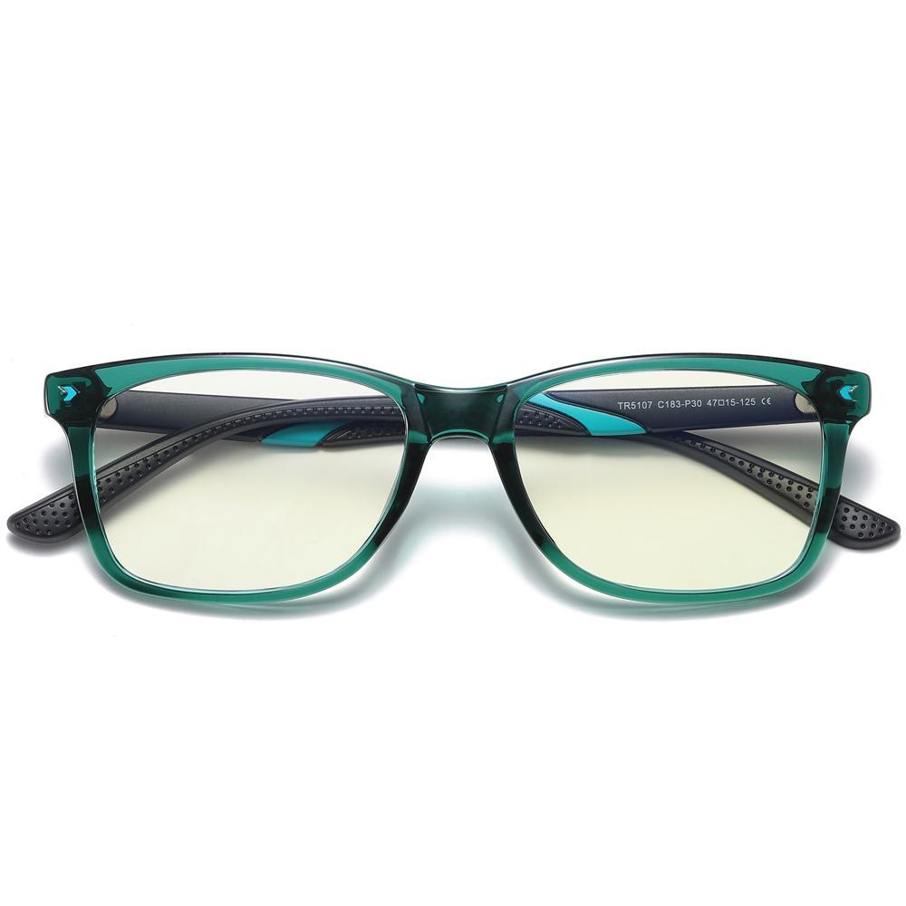 Wise - (Age 7-12)Children Blue Light Blocking Computer Reading Gaming Glasses - Bright Ink Green - photomoonlamp