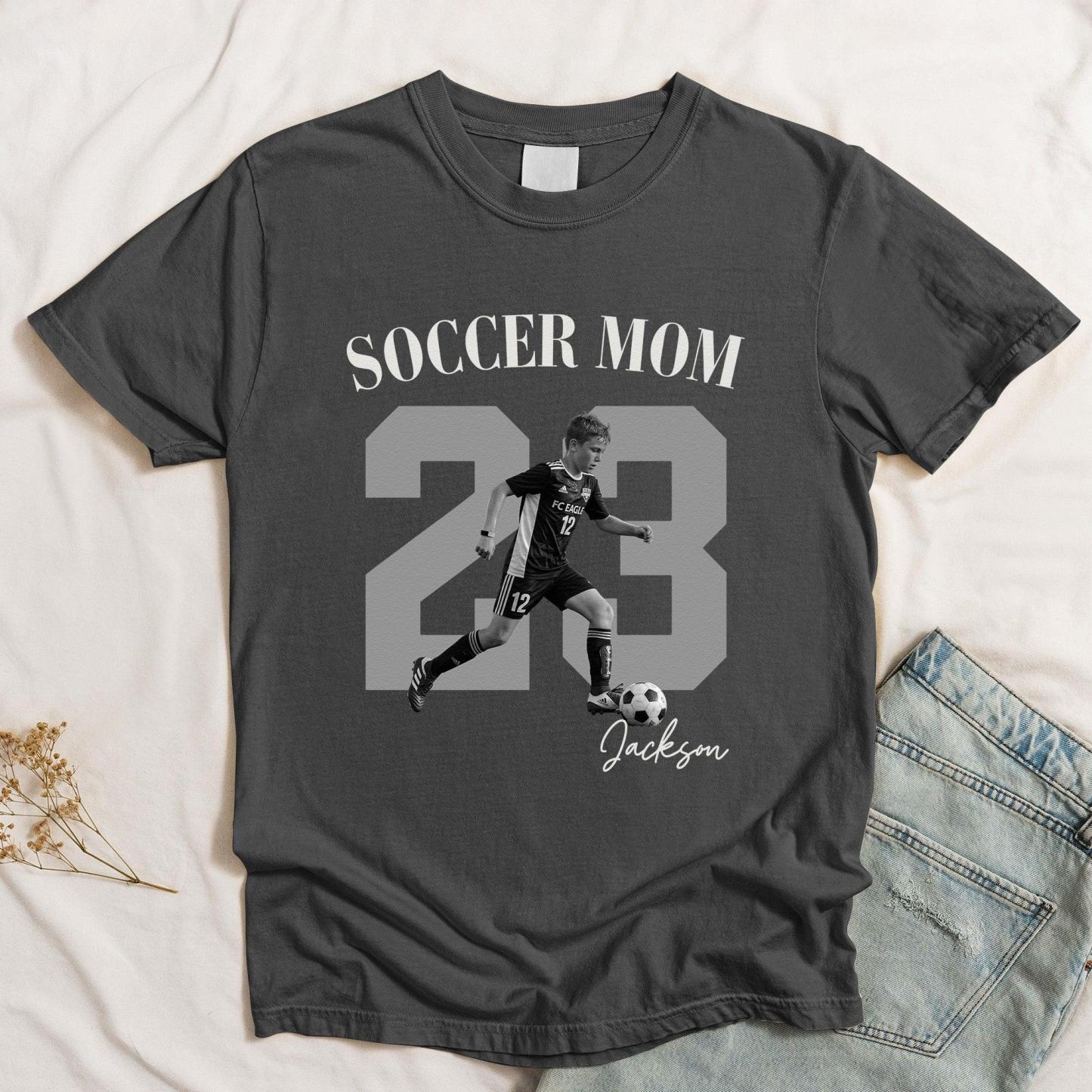 Soccer Mom Custom Photo Tee – Personalized Gift for Mother’s Day & Birthday - PhotoMoonLamp