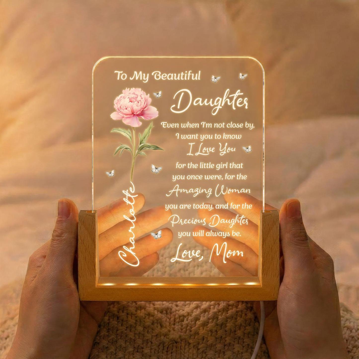 To My Daughter From Mom, Dad - Sentimental Gift, Keepsake Gift - Personalized Night Light - PhotoMoonLamp