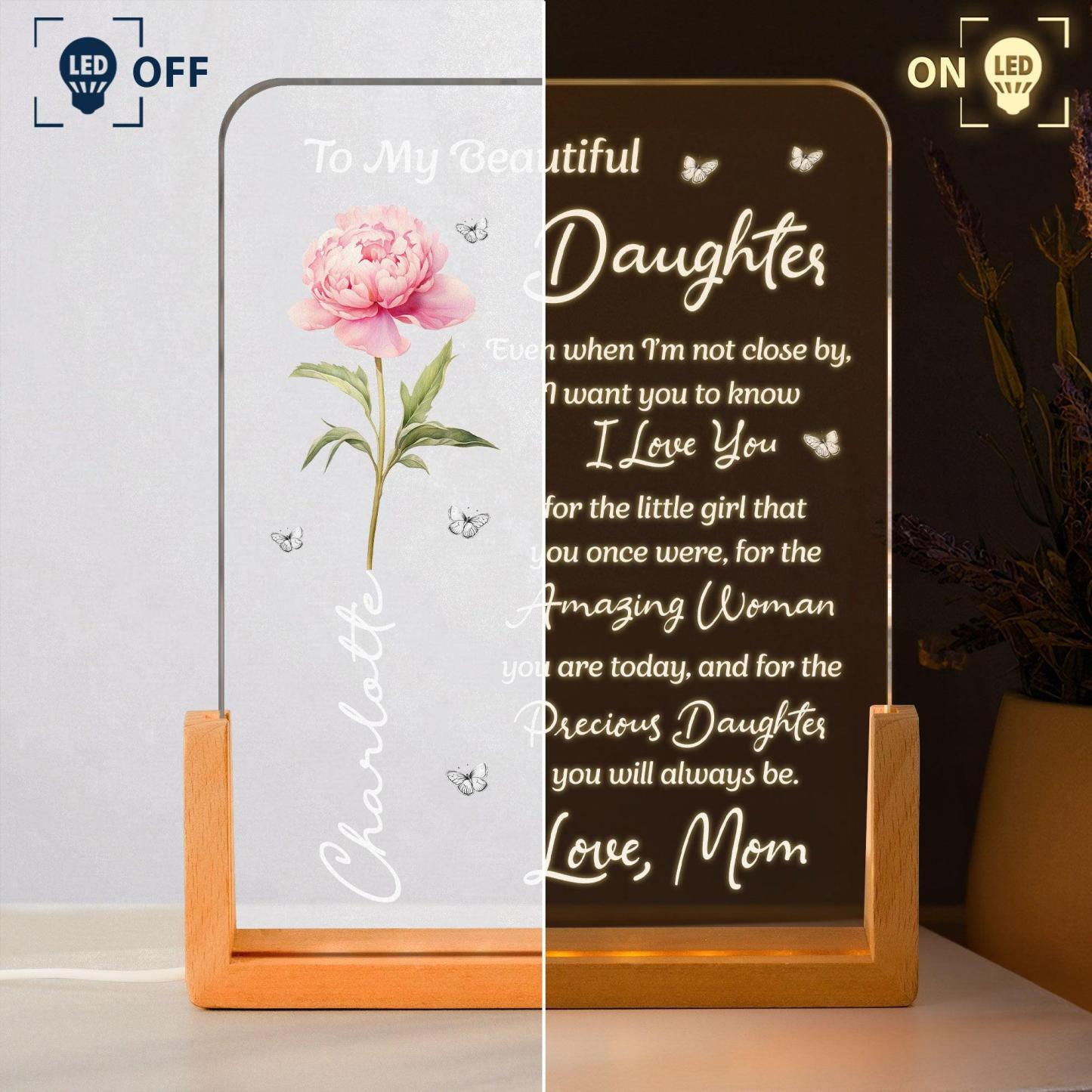 To My Daughter From Mom, Dad - Sentimental Gift, Keepsake Gift - Personalized Night Light - PhotoMoonLamp