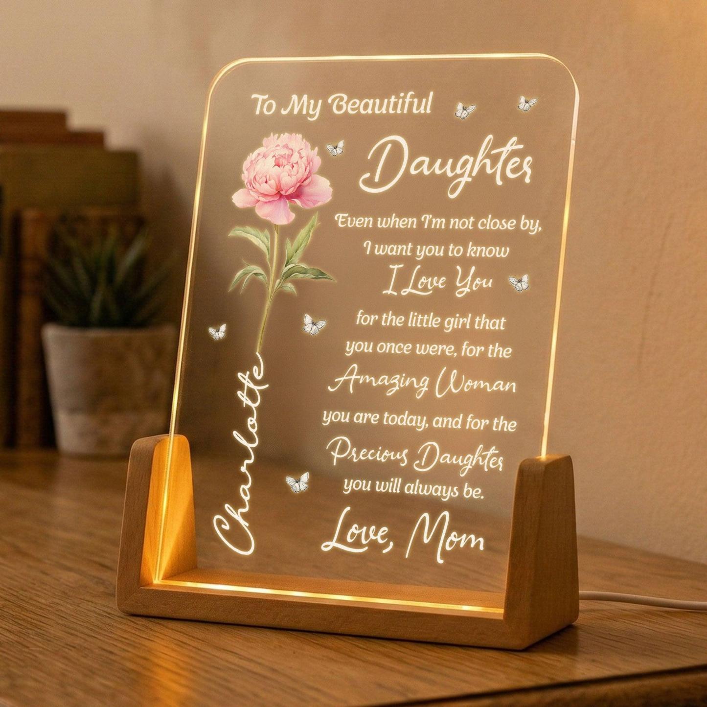 To My Daughter From Mom, Dad - Sentimental Gift, Keepsake Gift - Personalized Night Light - PhotoMoonLamp