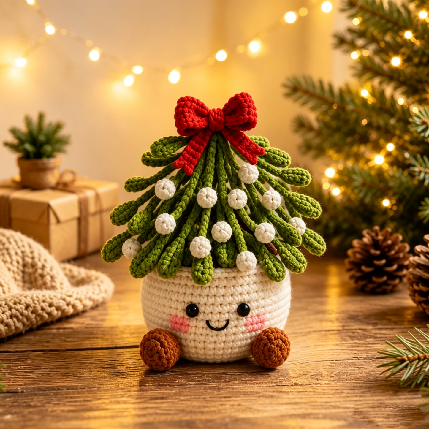 Handmade Crochet Christmas Plant Pots – Festive Holiday Decor Gift for Home & Office