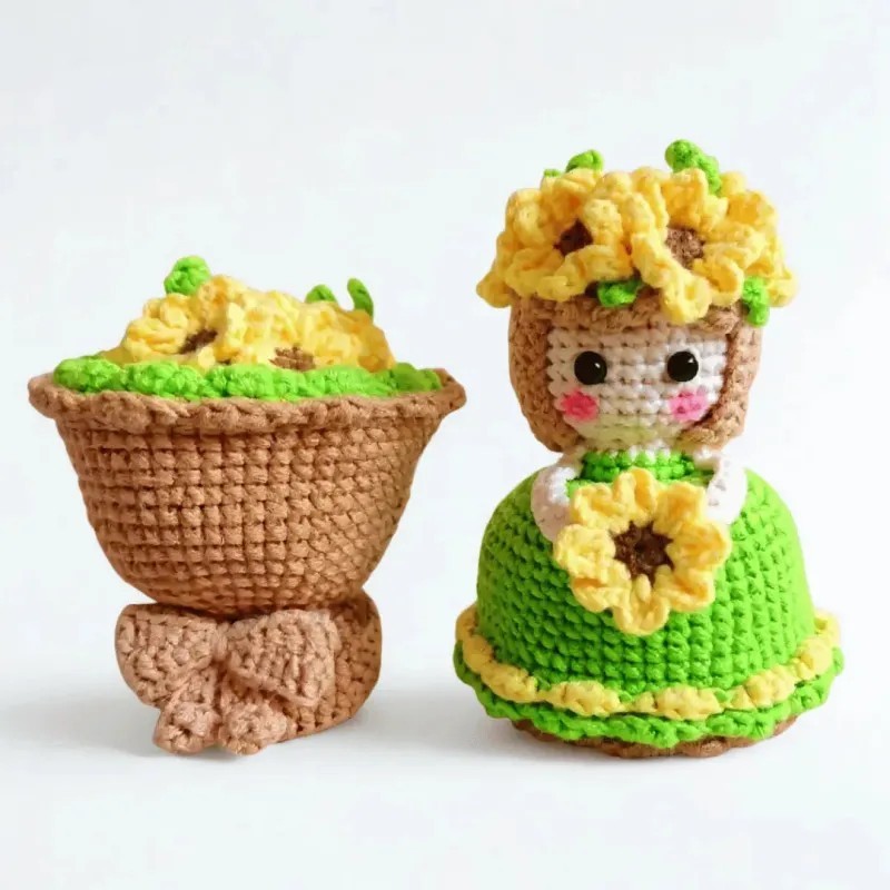 Doll Flowers Night Light Crochet Artificial Lamp Home Decor Gifts Graduation Gift