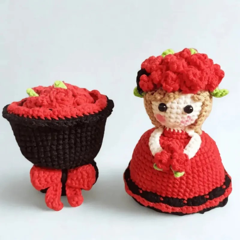 Doll Flowers Night Light Crochet Artificial Lamp Home Decor Gifts Graduation Gift
