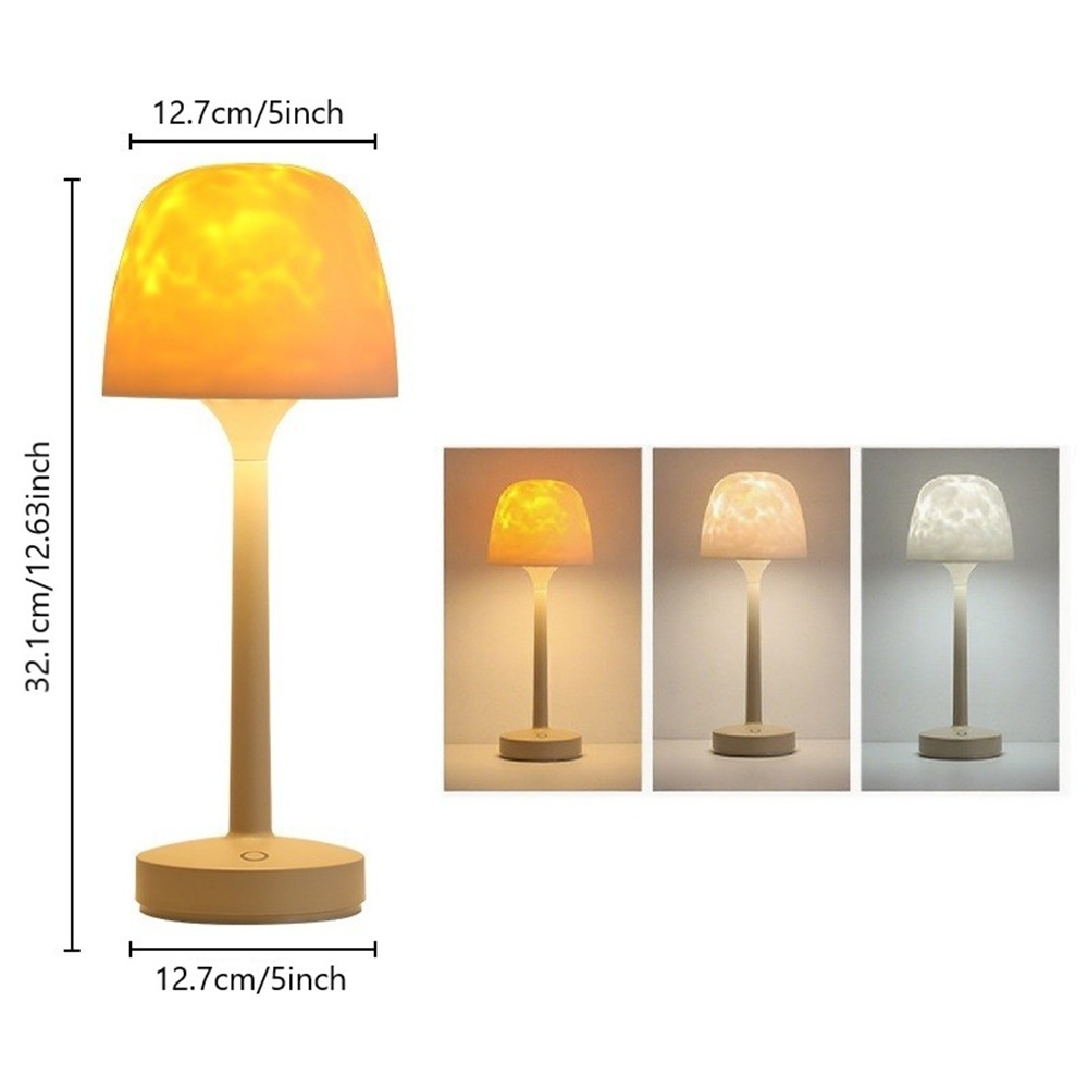 Ocean Wave Cordless Projector Light, RGB Color Changing Table Lamp, Portable Battery Night Light LED Aurora Projector with Remote Control for Bedroom Living Room Game Party Atmosphere Lights