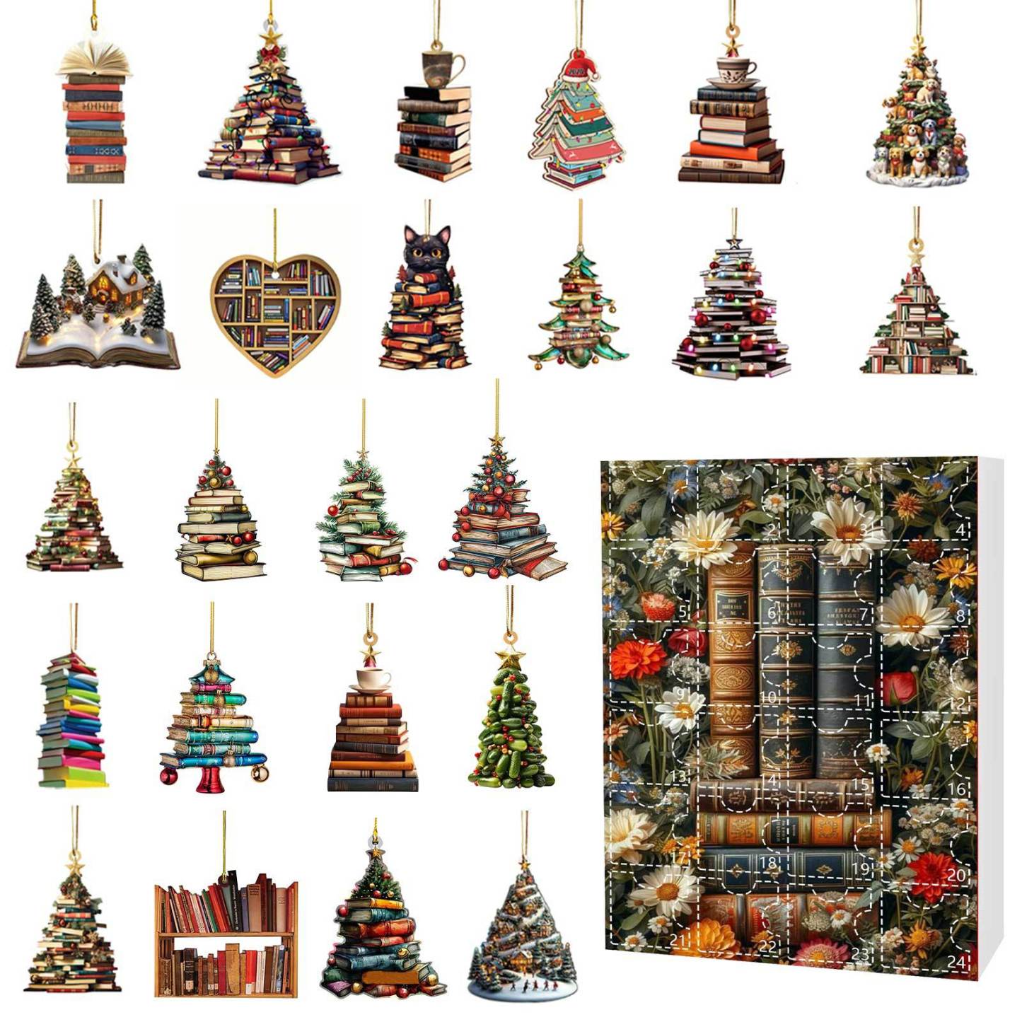 Christmas Countdown Calendar 24 Acrylic Book Christmas Ornament Advent Calendar