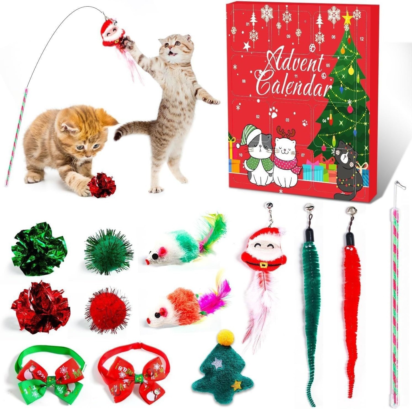 Christmas Countdown Calendar Cat Toy Advent Calendar Christmas Gift for Pet Lovers
