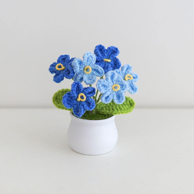 Crocheted Forget-me-not Mini Pot Sweet Handmade Gift for Her