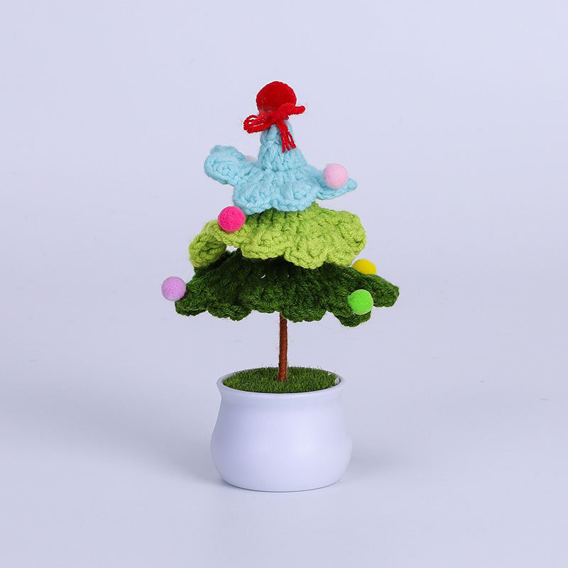 Crocheted Christmas Tree Mini Pot Sweet Handmade Christmas Gift