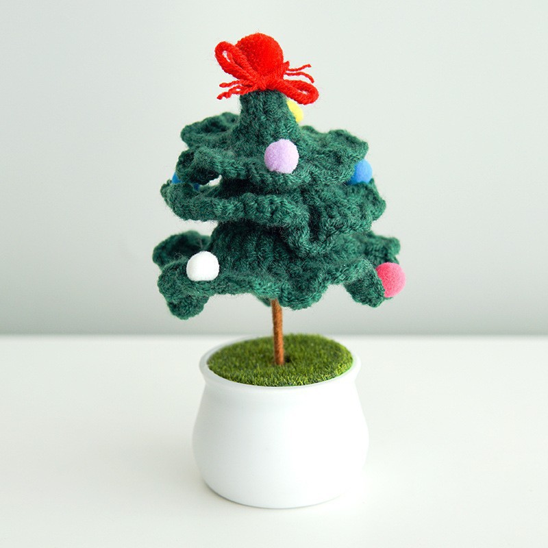 Crocheted Christmas Tree Mini Pot Sweet Handmade Christmas Gift