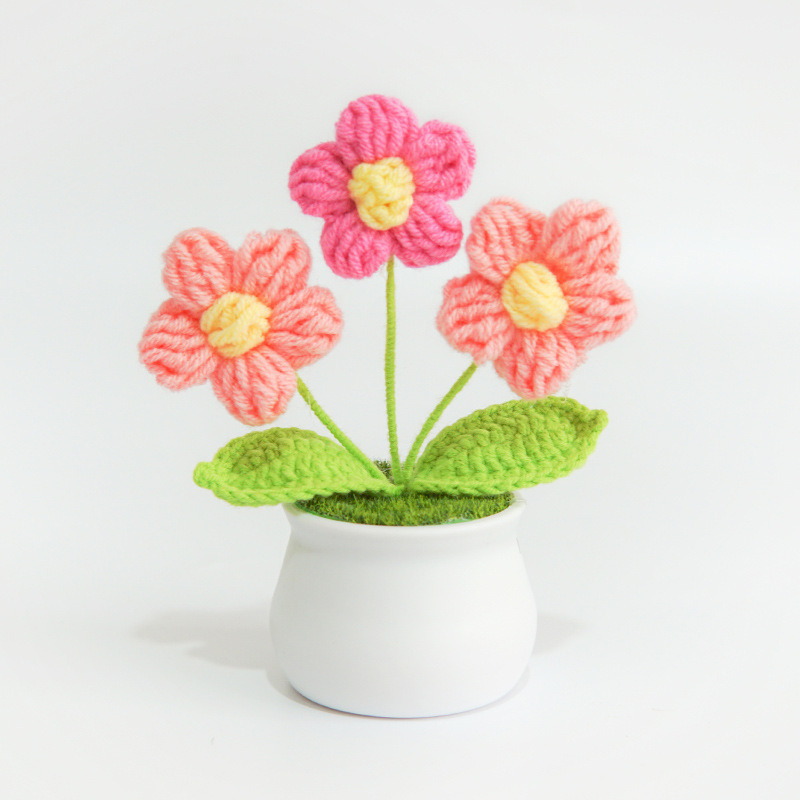 Knit Sunflower Potted Ornament Perfect Gift for Plant Lovers