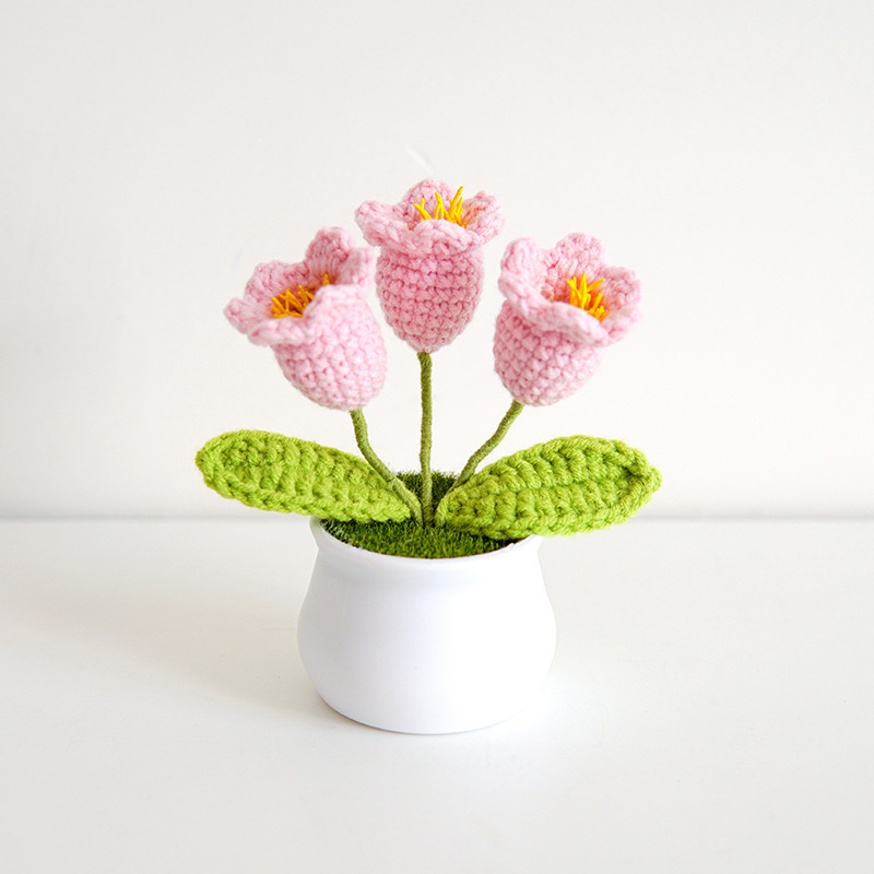 Knit Lily of the Valley Potted Ornament Perfect Gift for Plant Lovers