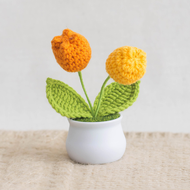 Knit Tulip Potted Ornament Perfect Gift for Plant Lovers