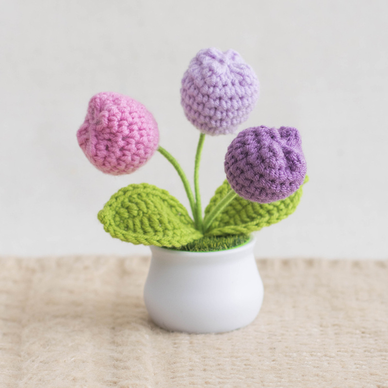 Knit Tulip Potted Ornament Perfect Gift for Plant Lovers