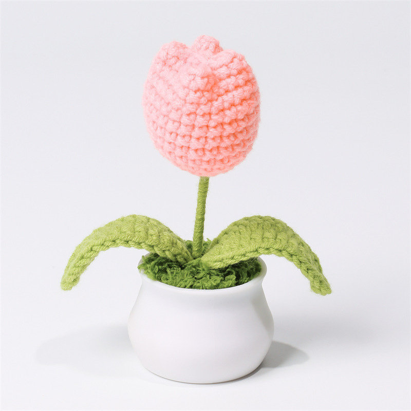 Knit Tulip Potted Ornament Perfect Gift for Plant Lovers