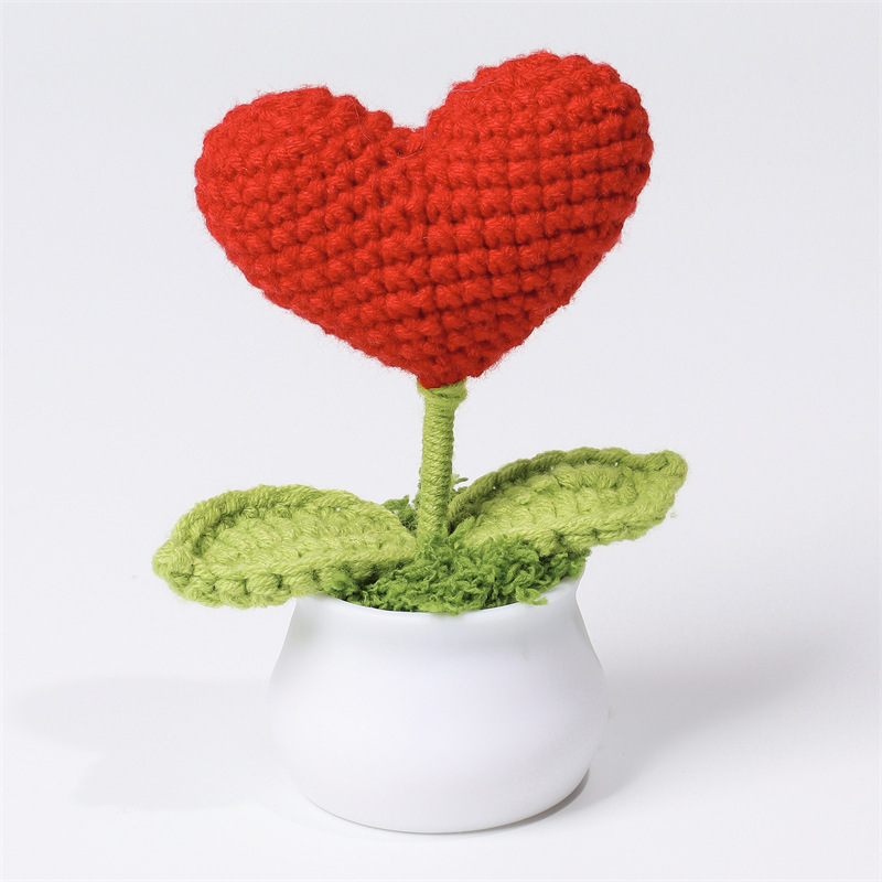 Valentine's Day Gift Knit Heart Potted Ornament Perfect Gift for Her