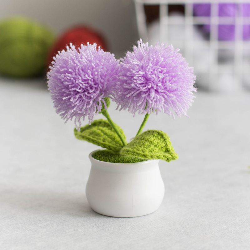 Crocheted Pom-poms Mini Pot Sweet Handmade Gift for Her