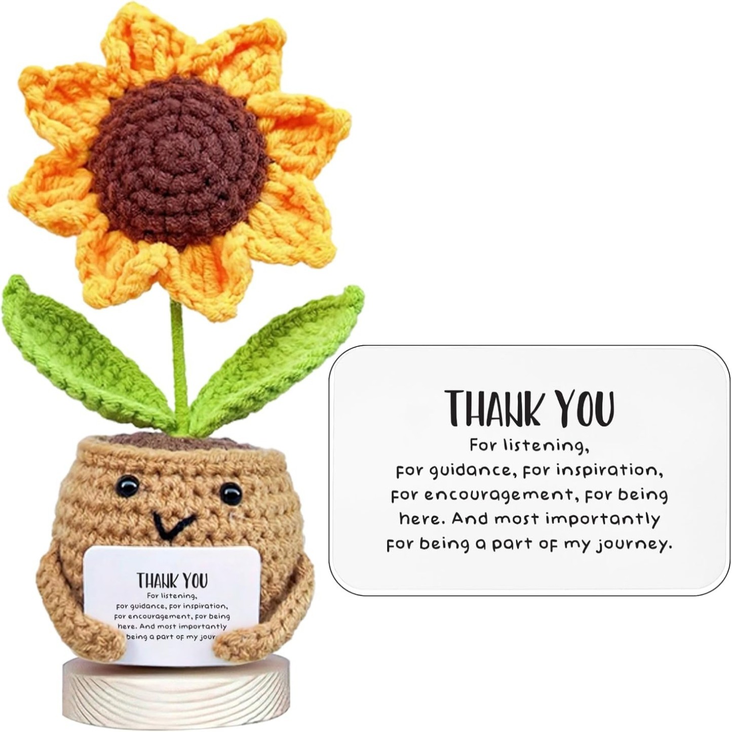Handmade Crochet Sunflower Pot - Emotional Support "It's Fine" Desk Decor