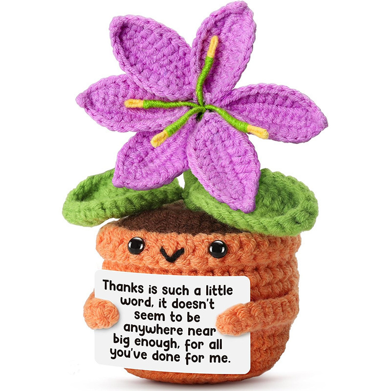 Handmade Crochet Sunflower Pot - Emotional Support "It's Fine" Desk Decor