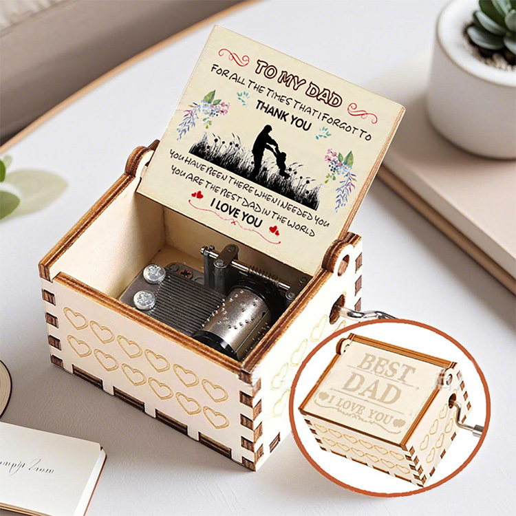 Father's Day GIft Wooden Music Box No Matter How Much Time Passes Music Box Gift for Father