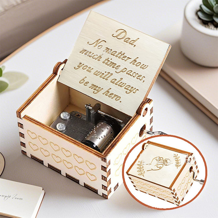 Father's Day GIft Wooden Music Box No Matter How Much Time Passes Music Box Gift for Father