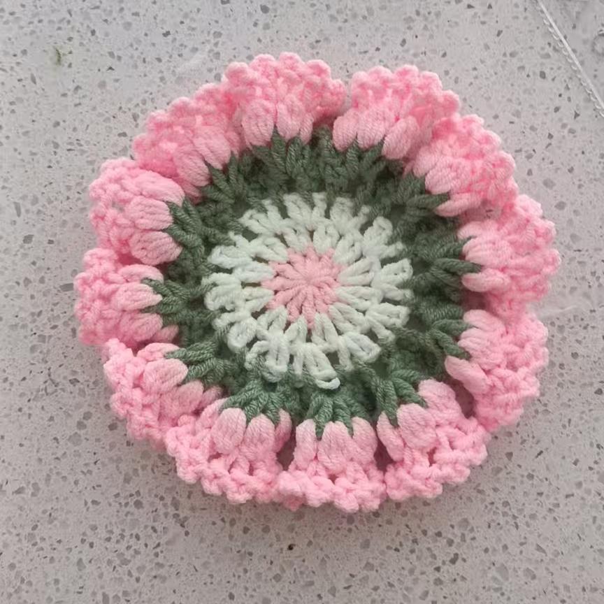 Handmade Crochet Lily of the Valley Coaster Set with Transformable Floral Design Eco-Friendly Home Decor Unique Gift for Mom - PhotoMoonLamp