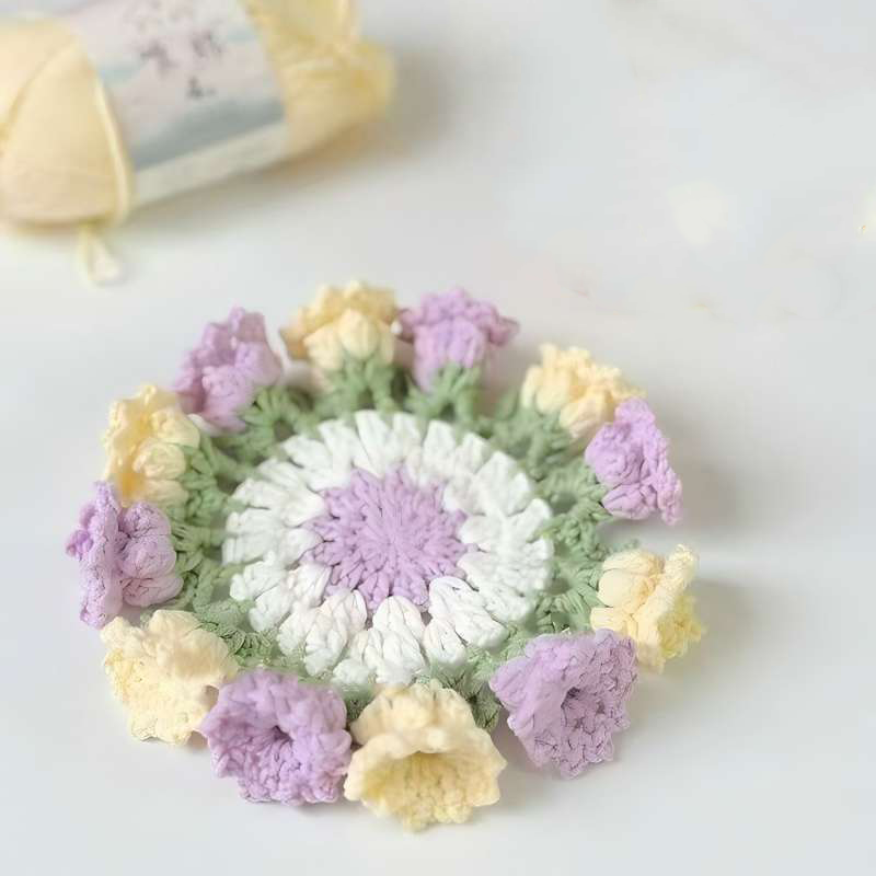 Handmade Crochet Lily of the Valley Coaster Set with Transformable Floral Design Eco-Friendly Home Decor Unique Gift for Mom - PhotoMoonLamp