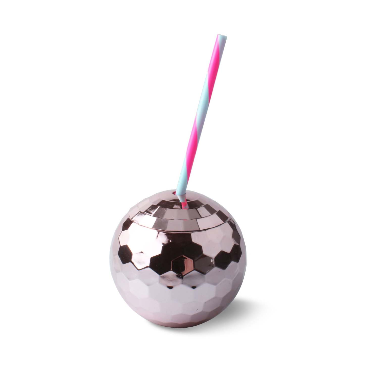 Wine Cups Mosaic Mirror Tiles Disco Flash Ball Cocktail Cup with Lid and Straw Party Supplies - photomoonlamp