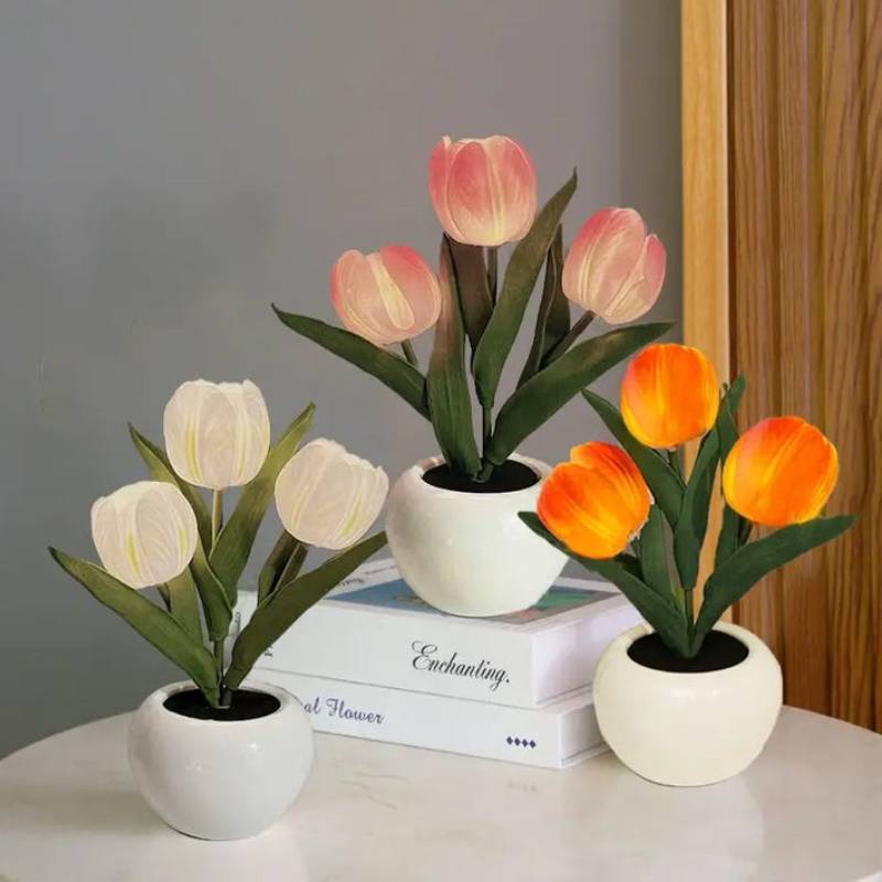 Tulip Flower Lamp Cute Flowers Night Light Home Decor Gifts for Mom - photomoonlamp