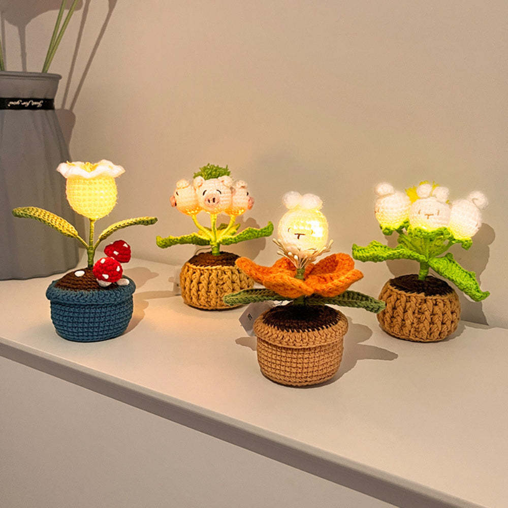 Doll Flowers Night Light Crochet Artificial Lamp Home Decor Gifts - SantaSocks