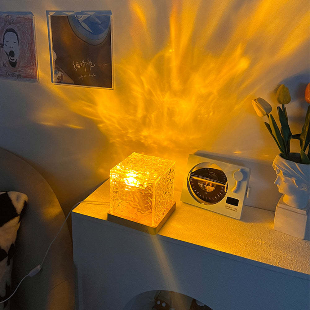 Dynamic Rotating Water Ripple Night Light Bedroom Lamp Home Decor Gifts - photomoonlamp
