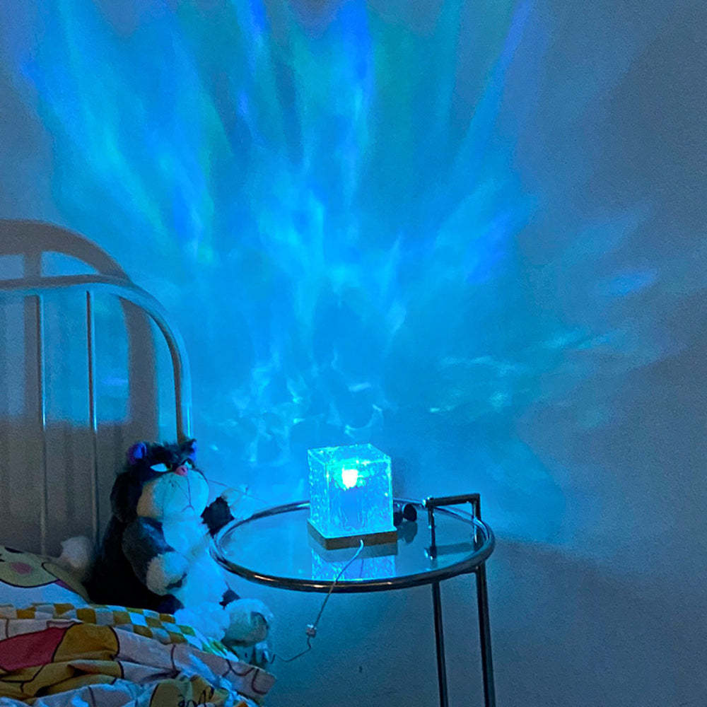Dynamic Rotating Water Ripple Night Light Bedroom Lamp Home Decor Gifts - photomoonlamp